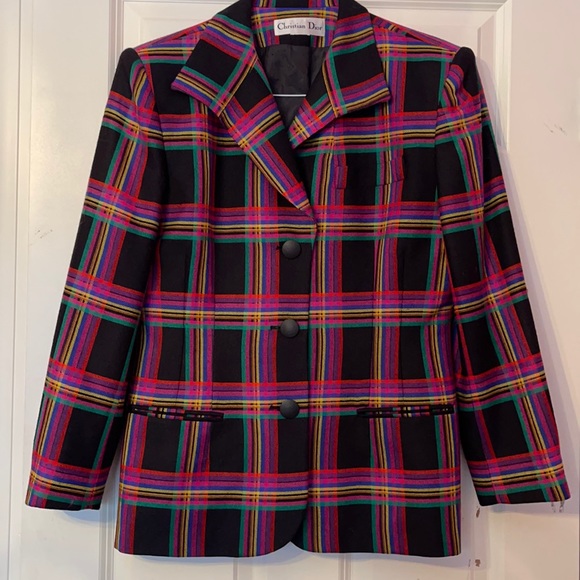 ViNtAgE CHRISTIAN DIOR wool plaid Blazer sz12